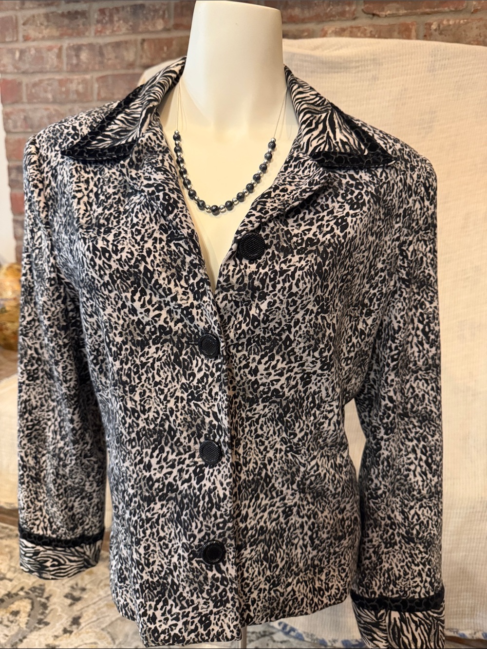 Sharon Young Size 12 Animal Print Blazer Jacket Leopard Zebra Made USA